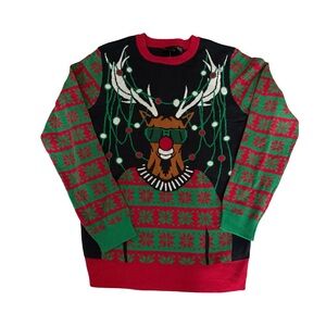 Mad Engine Reindeer Ugly Christmas Holiday Sweater NWT Size M
